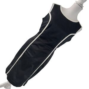 WORTHINGTON! BLACK & WHITE GEOMETRIC SLEEVELESS SHIFT STYLE DRESS! SZ 12